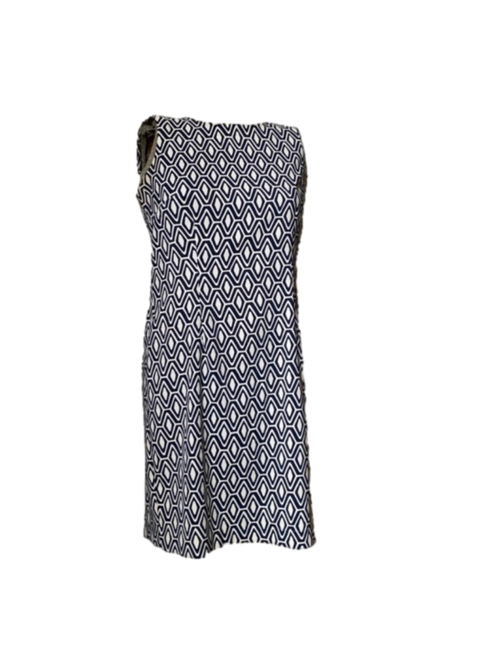 Mario Serrani Italy navy blue and white geometric pattern dress size 8